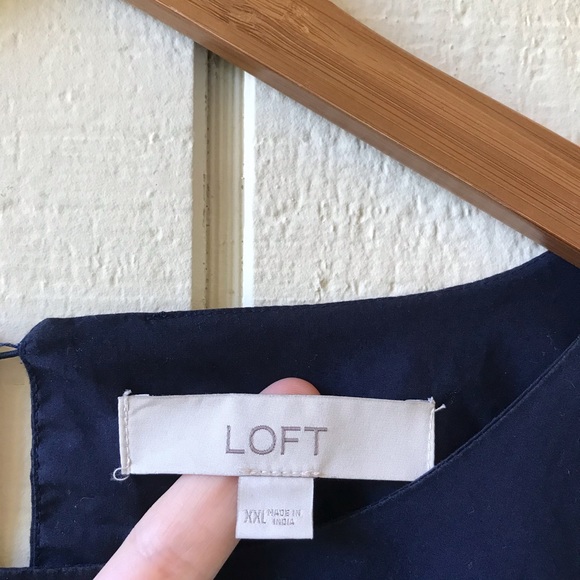 Loft Navy Floral Embroidered Peasant Top - Picture 2 of 5